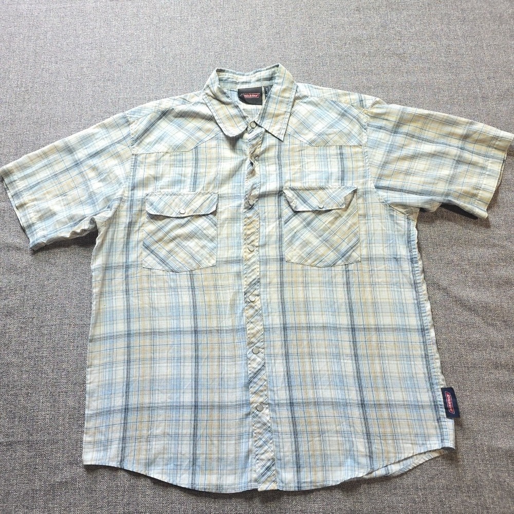 Dickies Western Shirt Mens XL Plaid Flannel Pearl Snap Work Y2K